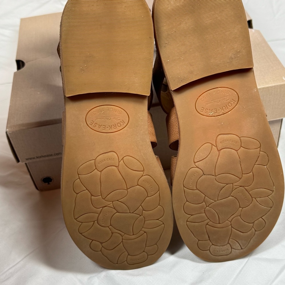 Kork-Ease Baltea Tan Leather Sandals, EUC Comfortable Strappy Buckles Women’s 10 - Picture 10 of 13